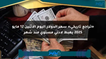 «تراجع تاريخي» سعر الدولار اليوم الإثنين 12 مايو 2025 يهبط لأدنى مستوى منذ شهر
